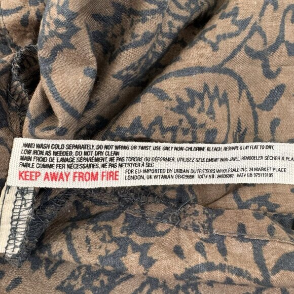 Free People Make My Day Button Front Western Style Sleep Shirt Sz XS Blue Brown - Picture 8 of 14